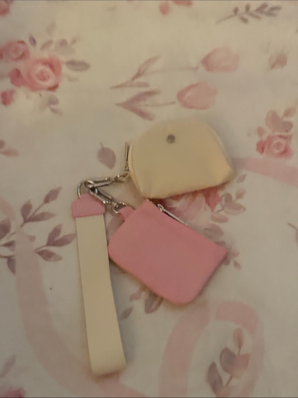 Pink and Cream Keychain Card Holder Set - Women Accessories